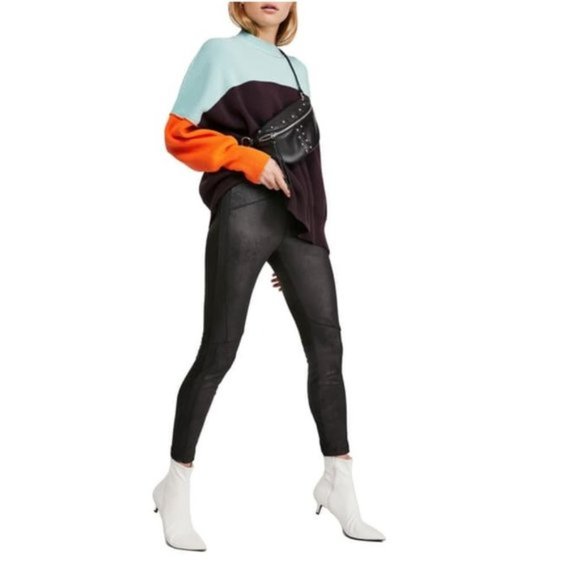 Free People Midnight NWT Vegan Faux Suede Black Leggings Size Small - Picture 7 of 16